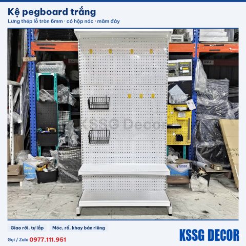 Bộ kệ pegboard khung đứng lắp ráp (70 × 180 cm) - 3 tầng mâm