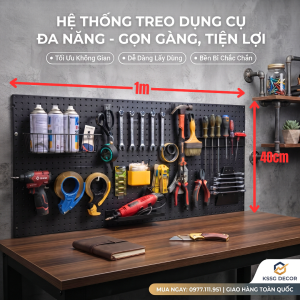 Tấm tôn đục lỗ cài móc treo dụng cụ