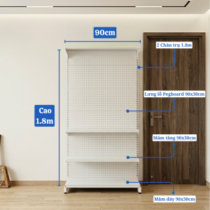 Kệ Pegboard cầu lồng Cao 1.8m x 90cm