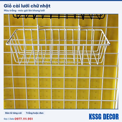 Giỏ cài lưới chữ nhật màu trắng