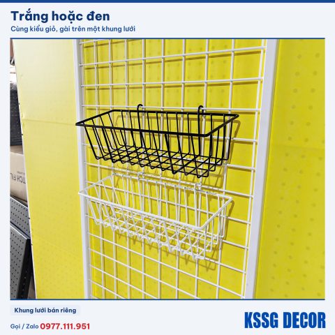 Giỏ cài lưới chữ nhật màu trắng, cận cảnh màu sơn