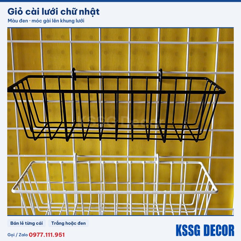 Giỏ cài lưới chữ nhật màu đen