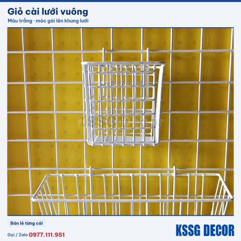 Giỏ cài lưới vuông màu trắng