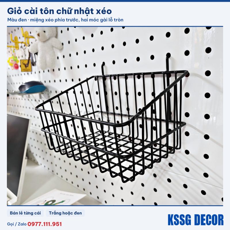 Giỏ cài tôn chữ nhật xéo màu đen