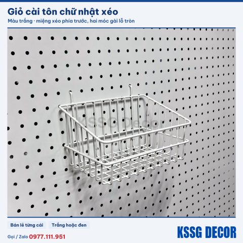 Giỏ cài tôn chữ nhật xéo màu trắng