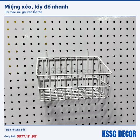 Giỏ cài tôn chữ nhật xéo màu trắng nhìn nghiêng