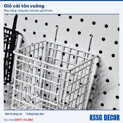 Giỏ cài tôn vuông màu trắng