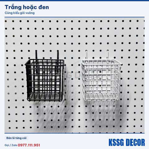 Giỏ cài tôn vuông màu trắng, cận cảnh màu sơn