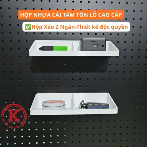Hộp nhựa xéo 2 ngăn màu trắng, góc nghiêng (2)