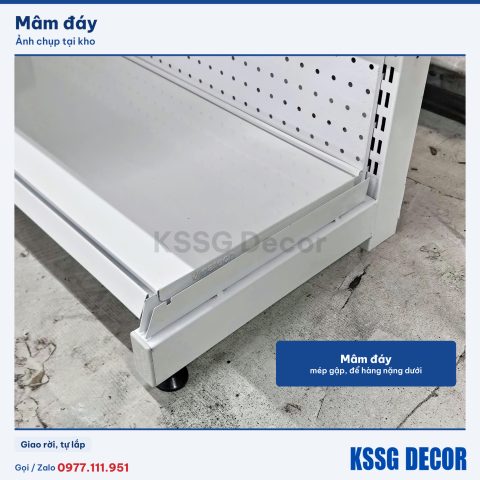 Kệ pegboard 120×150cm 2 tầng màu trắng, mâm đáy