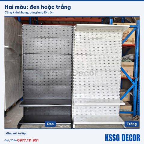Kệ pegboard 120×180cm màu đen, hai màu đen và trắng