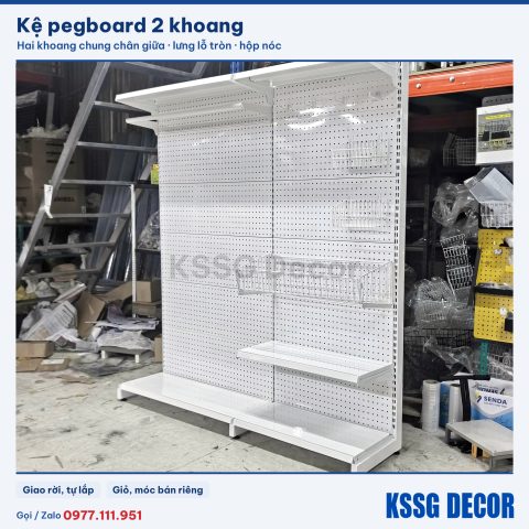 Bộ kệ pegboard khung đứng lắp ráp (180 × 180 cm) - 2 tầng mâm