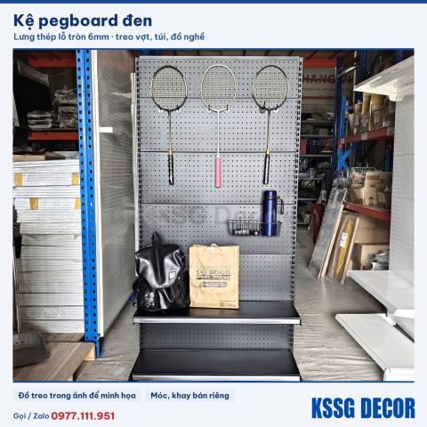 Bộ kệ pegboard khung đứng lắp ráp (90 × 180 cm) - 3 tầng mâm