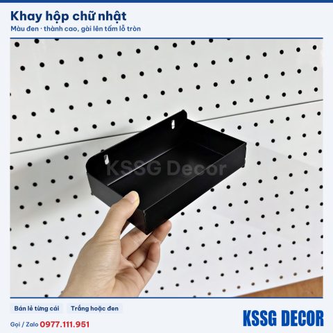 Khay chữ nhật ngắn màu đen, ảnh thực tế (1)