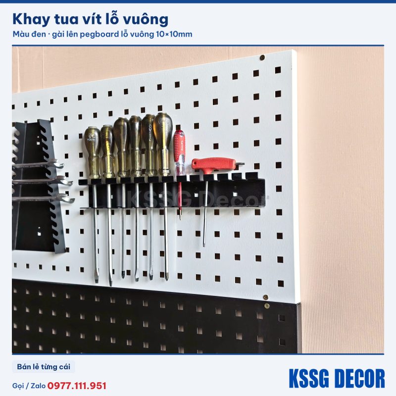 Khay tua vít lỗ vuông màu đen