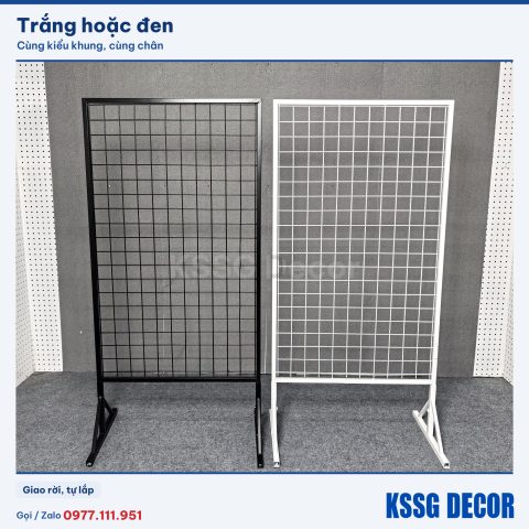Khung lưới có chân 120×60cm màu trắng, cận cảnh màu sơn