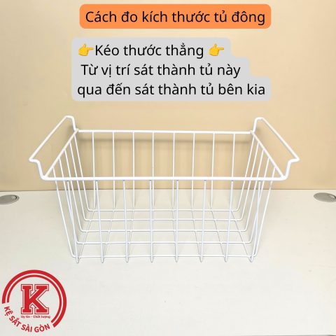 Rổ tủ đông 43.5cm - Trắng — Góc 3/4 (2/3), Rổ tủ đông bảo quản thực phẩm - Giỏ đựng chén dĩa, trái cây, giỏ nhúng nhựa cao cấp ( 43.5cm)