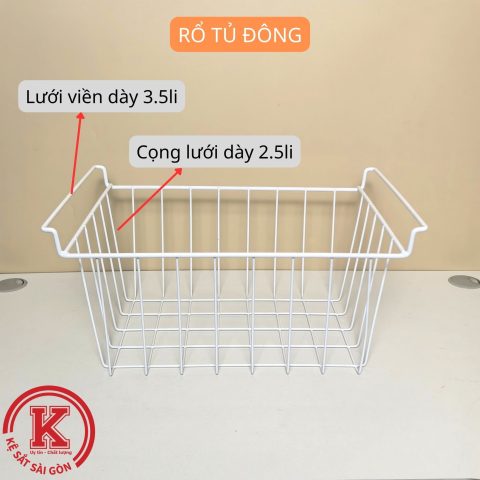 Rổ tủ đông 43.5cm - Trắng — Cận chất liệu (3/3), Rổ tủ đông bảo quản thực phẩm - Giỏ đựng chén dĩa, trái cây, giỏ nhúng nhựa cao cấp ( 43.5cm)