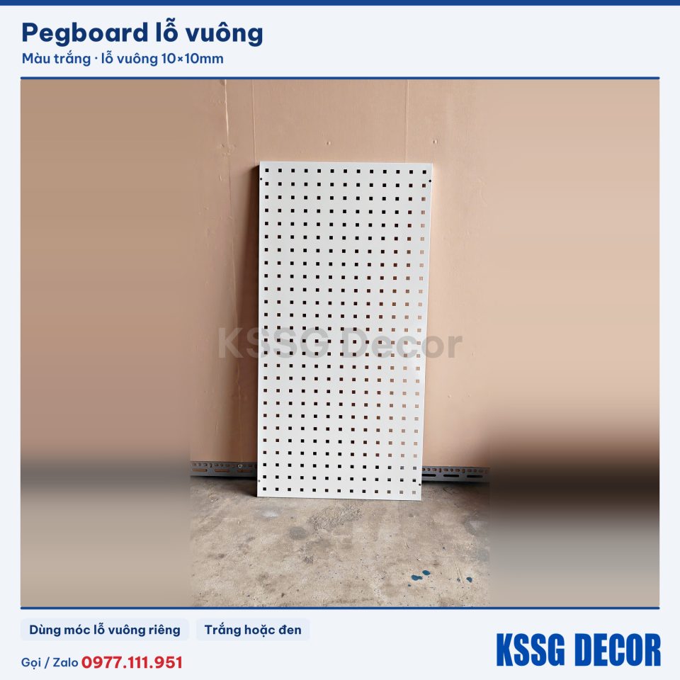 Tấm pegboard lỗ vuông 100cm x 50cm - Đen