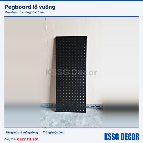Tấm pegboard lỗ vuông 80×40cm, đen hoặc trắng