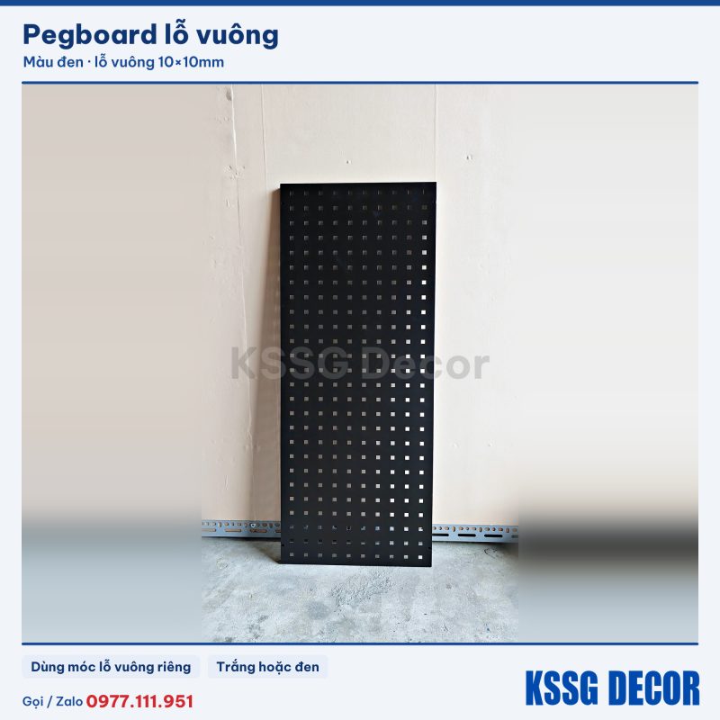 Tấm pegboard lỗ vuông 80×40cm màu đen