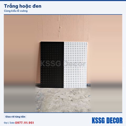 Tấm pegboard lỗ vuông 80×40cm màu trắng, cận cảnh màu sơn