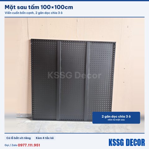 Mặt sau tấm tôn lỗ 100×100cm màu đen