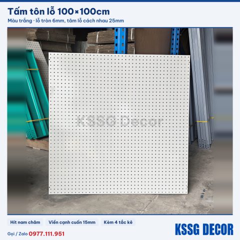 Tấm tôn lỗ 100×100cm màu trắng