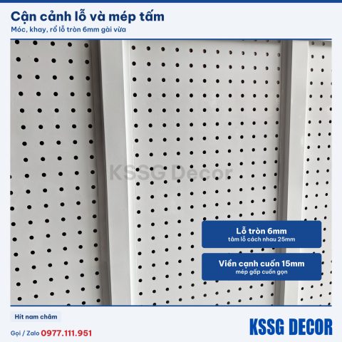 Cận cảnh tấm tôn lỗ 100×100cm màu trắng