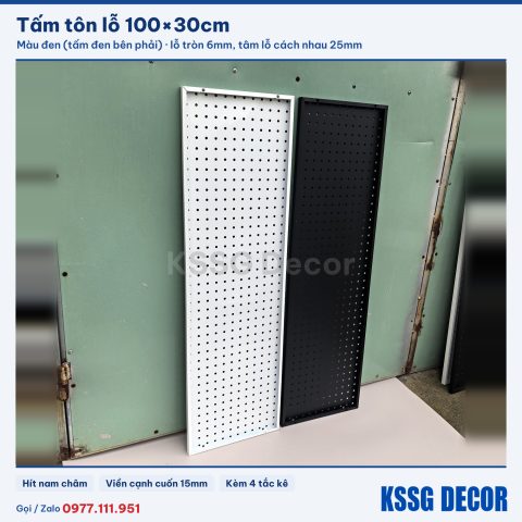 Tấm tôn lỗ 100×30cm, đen hoặc trắng