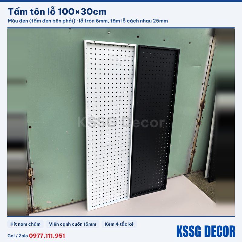 Tấm tôn lỗ 100×30cm màu đen