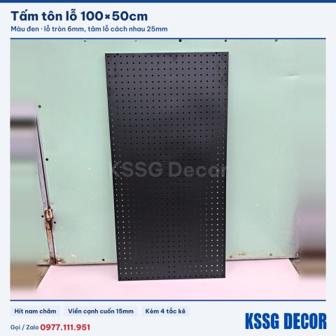 Tấm tôn lỗ 100×50cm có sóng, đen hoặc trắng