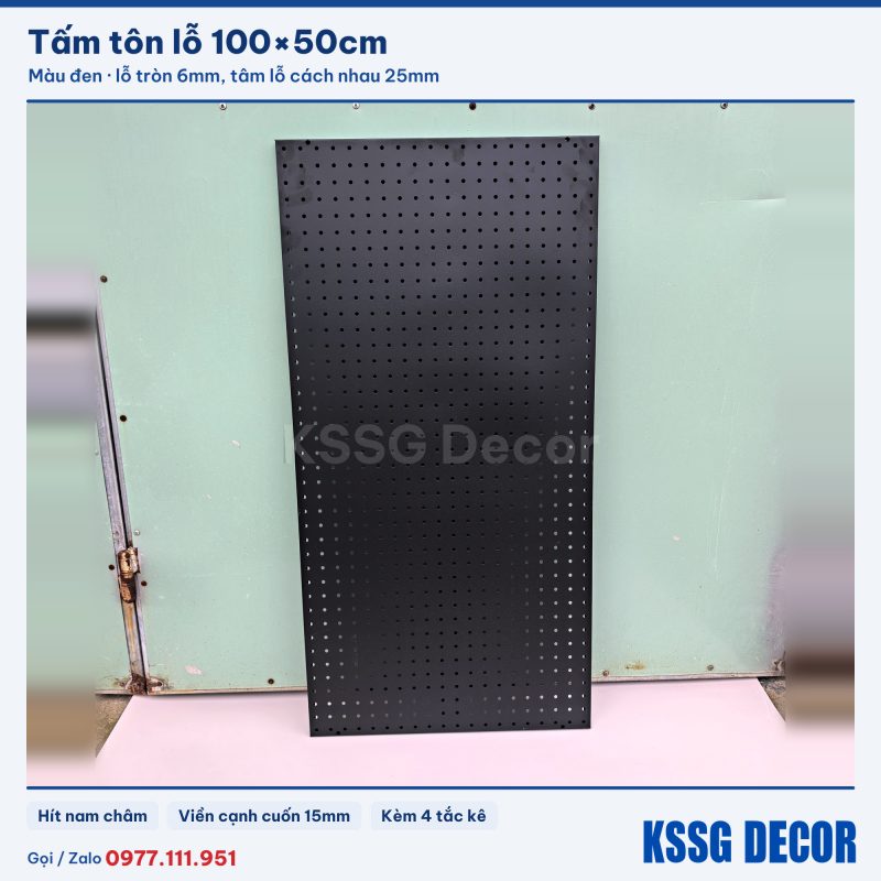 Tấm tôn lỗ 100×50cm có sóng màu đen