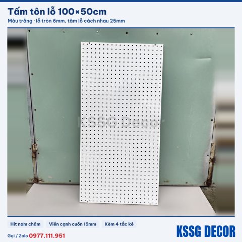 Tấm tôn lỗ 100×50cm có sóng màu trắng