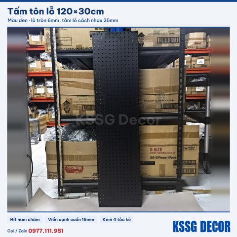 Tấm tôn lỗ 120×30cm, đen hoặc trắng