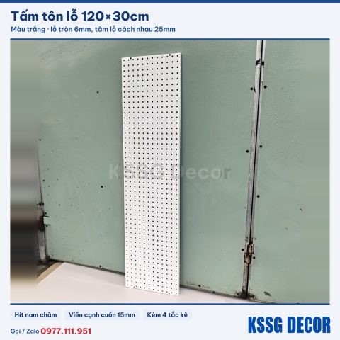 Tấm tôn lỗ 120×30cm màu trắng