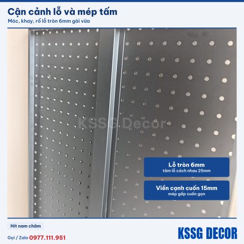 Cận cảnh tấm tôn lỗ 120×50cm màu đen
