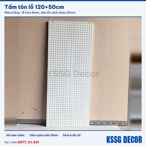 Tấm tôn lỗ 120×50cm màu trắng