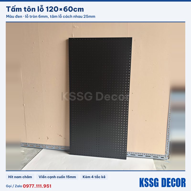 Tấm tôn lỗ 120×60cm màu đen