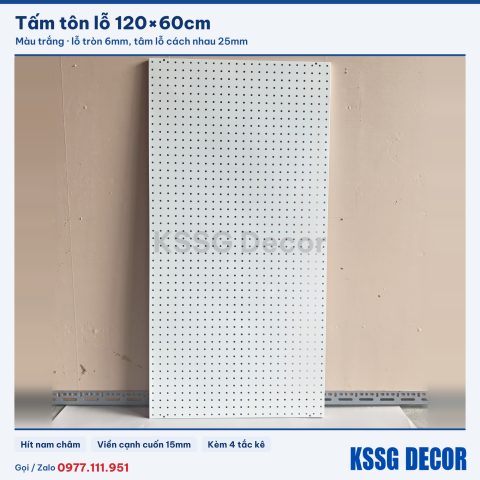 Tấm tôn lỗ 120×60cm màu trắng
