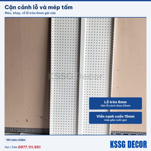 Cận cảnh tấm tôn lỗ 120×60cm màu trắng