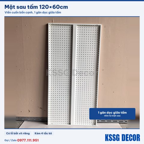 Mặt sau tấm tôn lỗ 120×60cm màu trắng