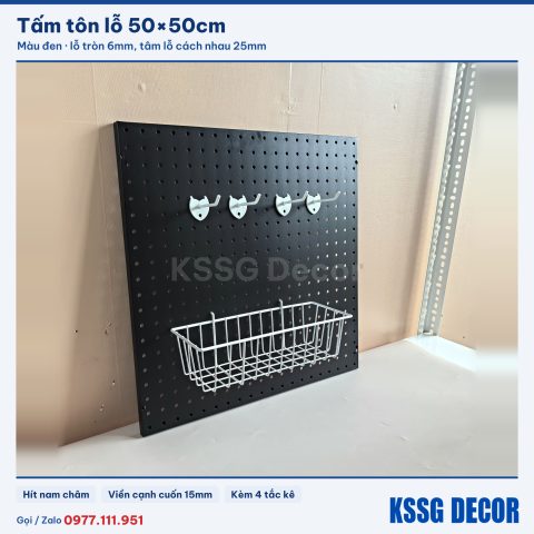 Tấm tôn lỗ 50×50cm, đen hoặc trắng