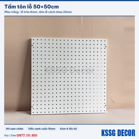 Tấm tôn lỗ 50×50cm màu trắng