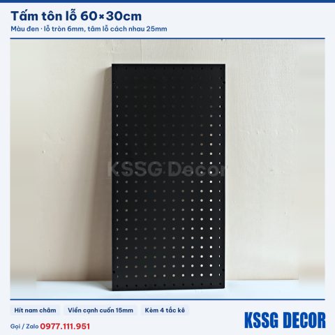 Tấm tôn lỗ 60×30cm, đen hoặc trắng