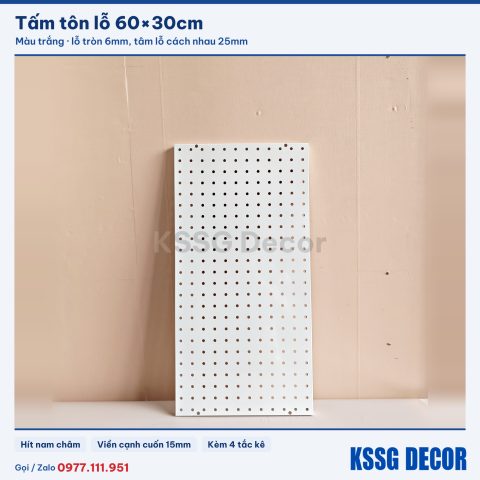 Tấm tôn lỗ 60×30cm màu trắng