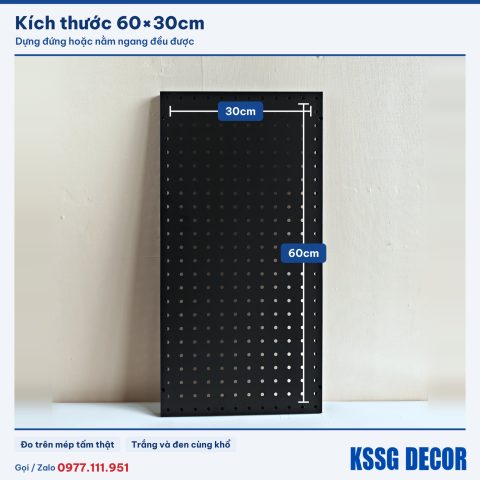 Tấm tôn lỗ 60×30cm màu trắng, ảnh ghi kích thước