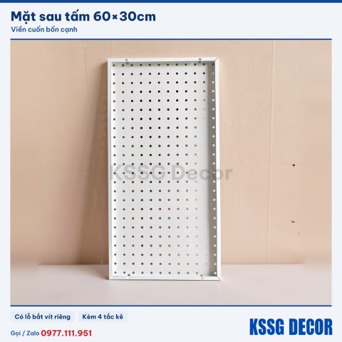 Mặt sau tấm tôn lỗ 60×30cm màu trắng