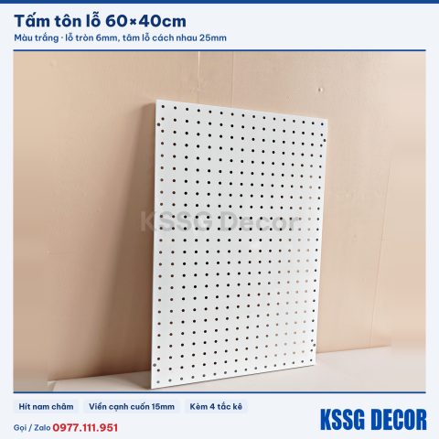 Tấm tôn lỗ 60×40cm màu trắng