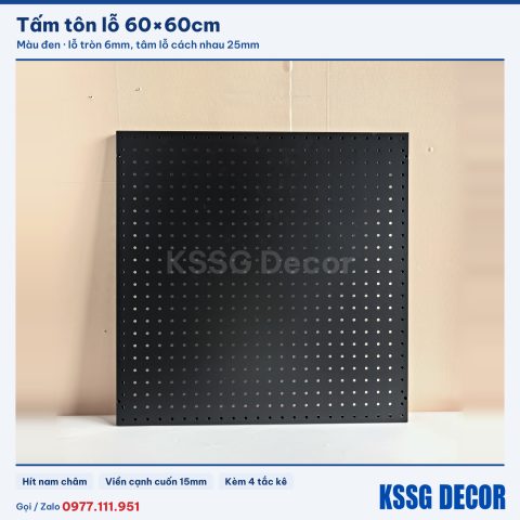 Tấm tôn lỗ 60×60cm, đen hoặc trắng